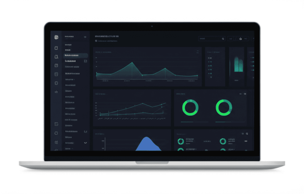 Interface d'application web moderne avec tableau de bord et visualisation de données